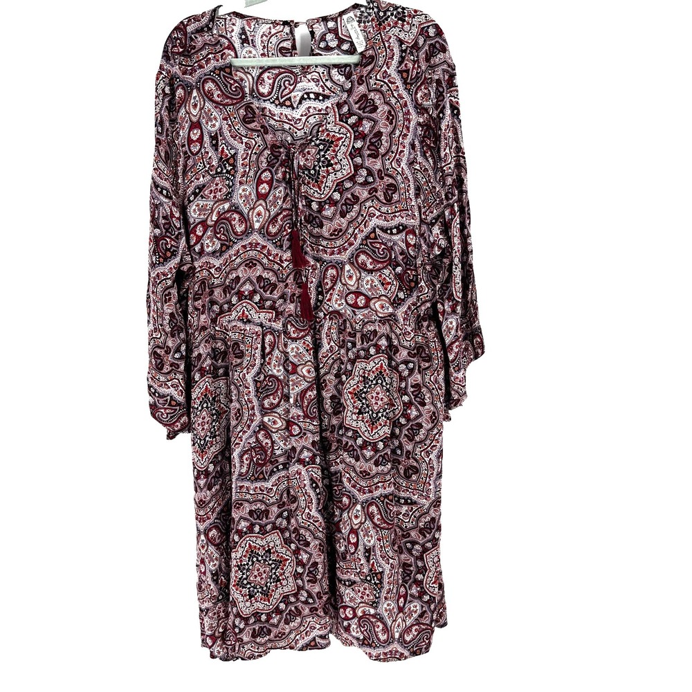 American Rag Paisley Midi Dress Boho Prairie Peasant Festival Women's 2X Brown